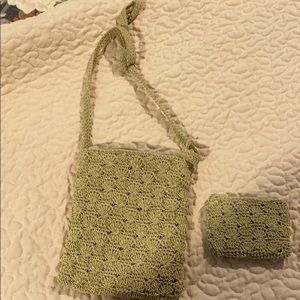 Crochet crossbody bag with change purse 6x7”
